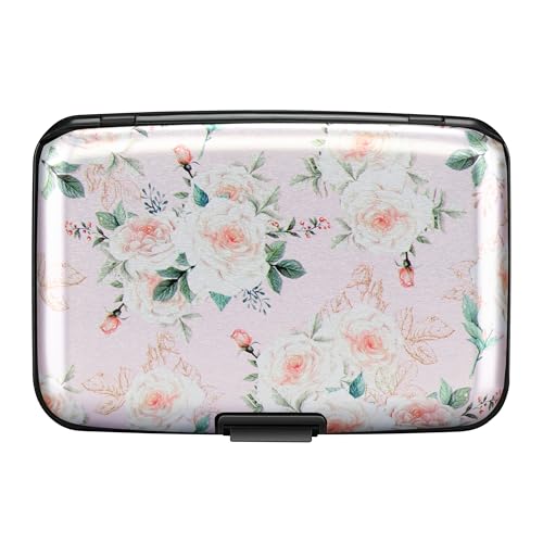 ELFISH RFID Aluminum Wallet Credit Card Protector Case Holder for Men Women - color: Pink Rose