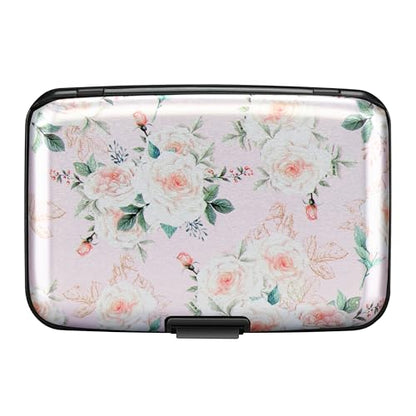 ELFISH RFID Aluminum Wallet Credit Card Protector Case Holder for Men Women - color: Pink Rose