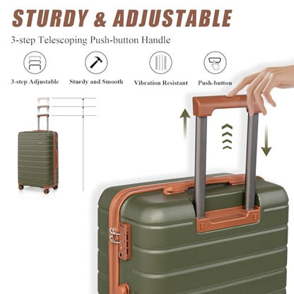 Cosbarn Luggage Sets 5 Piece, Hardshell Suitcases with Wheels, TSA Lock - color: OliveDrab
