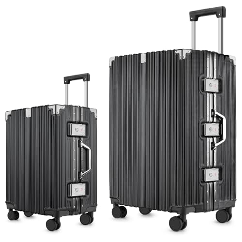 2-Piece Zipperless Luggage Set - 20/26 Inch - color: Black, size: 20-inch + 26-inch