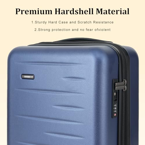 CENSIEN Expandable 16 Inch Underseat Carry On Luggage Airline Approved - color: Navy Blue, size: 16 Inch Underseat EXT