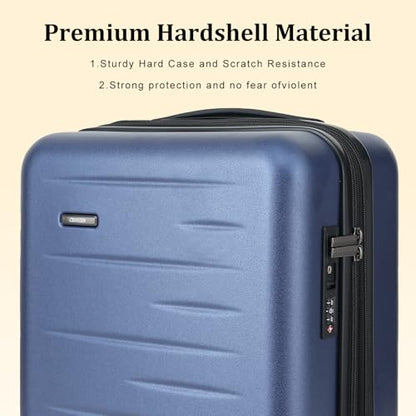CENSIEN Expandable 16 Inch Underseat Carry On Luggage Airline Approved - color: Navy Blue, size: 16 Inch Underseat EXT