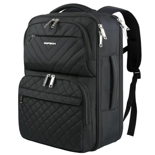 EMPSIGN Travel Backpack for Women, Large Carry On Backpack 17 inch, Black - color: Quilted Black, size: 17 Inch