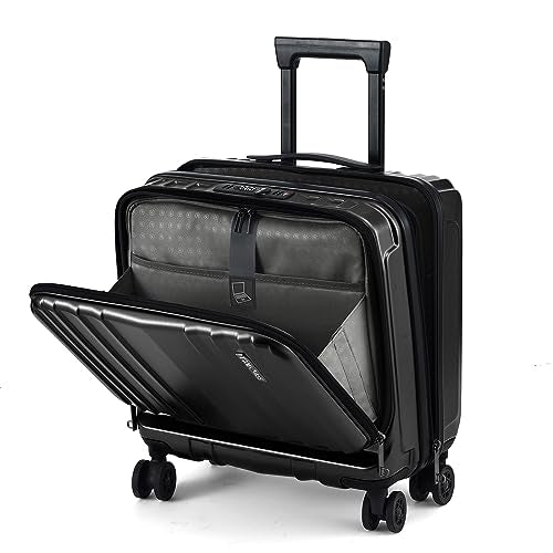 TydeCkare 16" Carry on Luggage with 2 Laptop Compartments Airline Approved - color: Black