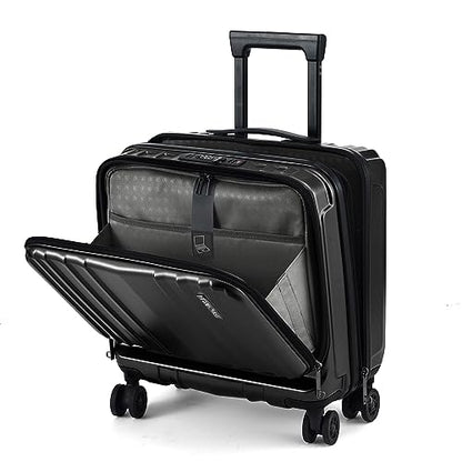 TydeCkare 16" Carry on Luggage with 2 Laptop Compartments Airline Approved - color: Black