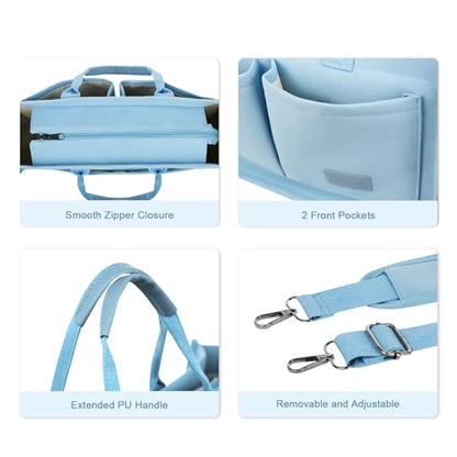 Gosect Women’s Canvas Multi-Pocket Tote Bag, Convertible Laptop Work Crossbody Shoulder Bag for Travel, Nurses & Teachers - color: Large-blue