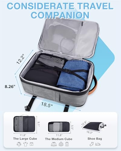 BAGSMART 37L Expandable Travel Backpack Compression Carry On Daypack - color: Grey