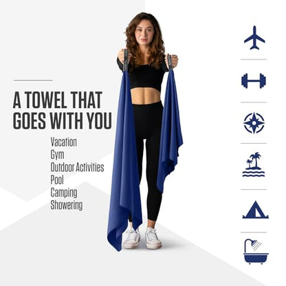 VENTURE 4TH Hidden Neck Pouch for Travel & Quick Dry Towel Set - Ideal Travel Bundle for Vacations, Backpacking and Business Trips - Travel Towel Size XL