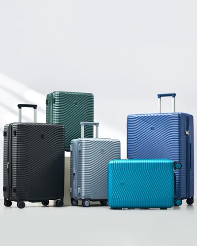 MILADA Expandable Checked Luggage 28 Inch, Hard Shell Large Suitcase - color: Blackish Green, size: Checked Large 28 inch