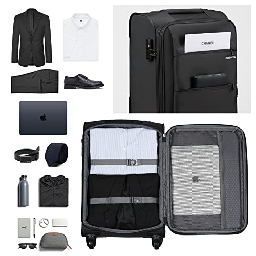 Hanke 20/24/28 Inch 3 Piece Luggage Set with Spinner Wheels Expandable Luggage Large Suitcases with Wheels Softside Checked Luggage Rolling Suitcase with Lock Lightweight Travel Luggage.(Dark Gray) - color: Dark Gray, size: 3-Piece Set (20-Inch, 24-Inch,