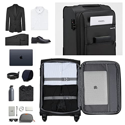 Hanke 20/24/28 Inch 3 Piece Luggage Set with Spinner Wheels Expandable Luggage Large Suitcases with Wheels Softside Checked Luggage Rolling Suitcase with Lock Lightweight Travel Luggage.(Dark Gray) - color: Dark Gray, size: 3-Piece Set (20-Inch, 24-Inch,