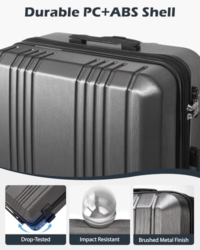Coolife PC+ABS Hardshell Luggage, TSA Lock, Spinner Wheels, 28in Expandable - color: silver, size: 28 inch