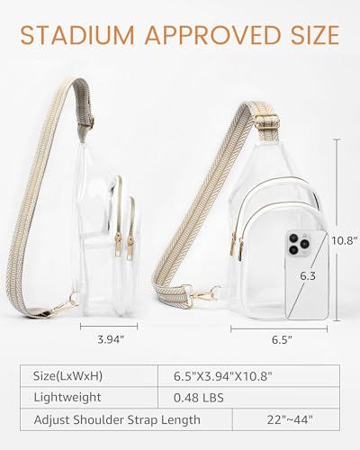 HULISEN Clear Sling Bag for Stadium Events, Clear Purse for Women - color: Brown and White 1