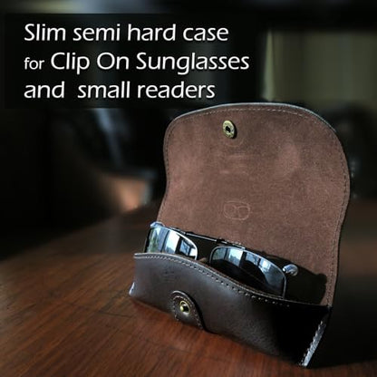 MyEyeglassCase Men Small Glasses case - Eyeglasses Hard Shell Holder Pouch & Cloth-Reading Slim & Narrow Case Heavy Duty - color: Z Black Leatherette