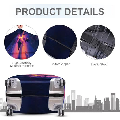 ANNA QUEEN Tropical Sunset Luggage Cover, Vibrant Palm Tree & Sunset Design, Stretchable, Washable Travel Sleeve for 20-22 Inch Suitcases - color: #1, size: S(fits 20-22inch suitcase)