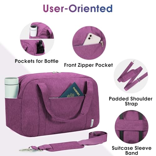 Narwey Carry on Duffle Bag Underseat for Airplane, Personal Item Travel Bag - color: Dark Purple, size: Small without laptop compartment