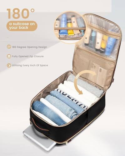 LOVEVOOK Travel Essentials Carry on Backpack 40L Travel Backpack for Women Men,Waterproof TSA Personal Item Travels Bag Airline Flight Approved,Large Carry on Luggage Laptop Backpack with Packing Cube - color: Grayish Blue - Dark Blue - Black, size: Large