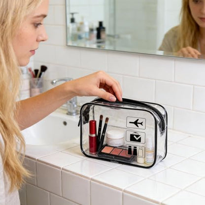 Clear Travel Bags for Toiletry,Makeup Bag-10Pcs, Toiletry Bag - color: 10pcs-Black