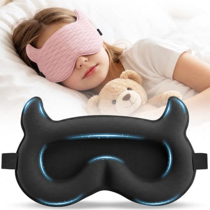 Kids Sleep Mask, Contoured 3D Sleep Mask for Kids, Girls Boys Ages 5-15 - color: Pink