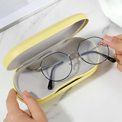 MoKo Double Eyeglass Case,Glasses and contact case 2 in 1 with Mirror - color: Yellow