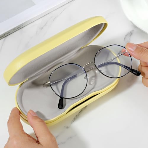 MoKo Double Eyeglass Case,Glasses and contact case 2 in 1 with Mirror - color: Yellow