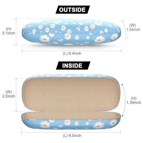Eyeglasses Case, Hard Shell Protective Case for Glasses, Unisex for Women Men - color: Blue Daisy