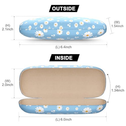 Eyeglasses Case, Hard Shell Protective Case for Glasses, Unisex for Women Men - color: Blue Daisy
