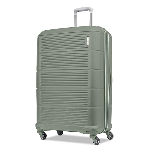 American Tourister Stratum 2.0 Expandable Hardside Luggage with Spinner Wheels, Checked-Large, Jade Green - color: Jade Green, size: 28-Inch Checked-Large