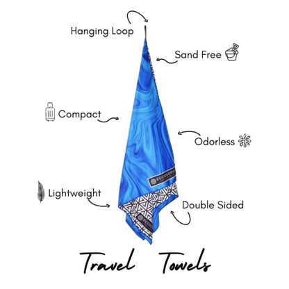 ECCOSOPHY Microfiber Beach Towel - Quick Dry, Sand Free and Oversized 71x35 - color: Laguna
