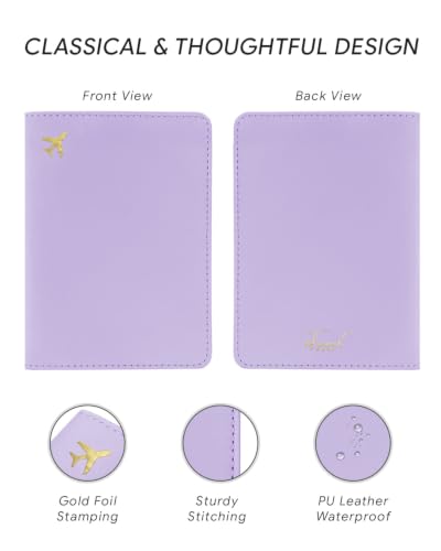 Passport Holder for Travel - RFID Blocking for Women & Men - color: Lavender