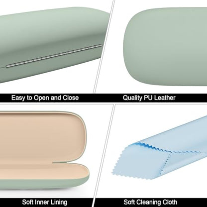 Eyeglasses Case, Hard Shell Protective Case for Glasses, Unisex for Women Men - color: Green