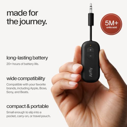 Twelve South AirFly SE, Bluetooth Wireless Audio Transmitter Adapter, Black - color: Black, style: AirFly SE