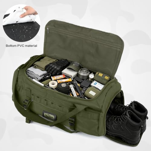 60L Duffle Bag for Travel Gym & Sports Duffel Bag Backpack for Men - color: Green