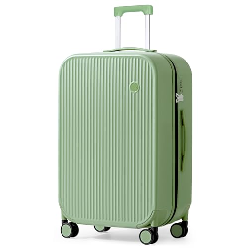 mixi 24 Inch Checked Luggage PC Hardshell Suitcases with Wheels for Travel Woman Men, Avocado Green - color: Avocado Green TSA2, size: 24-inch