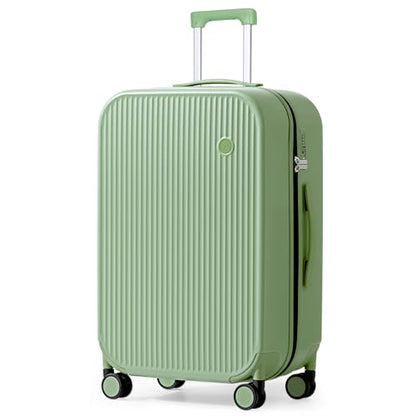 mixi 24 Inch Checked Luggage PC Hardshell Suitcases with Wheels for Travel Woman Men, Avocado Green - color: Avocado Green TSA2, size: 24-inch