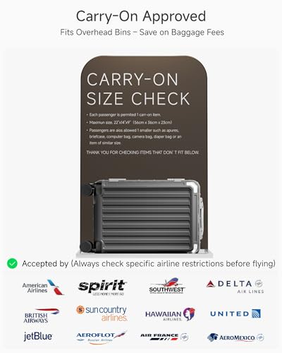LUGGEX 20 Inch Zipperless Carry On Luggage, Charcoal Metallic - color: Charcoal Metallic, size: 20 Inch