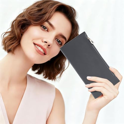 Tipmile Slim Wallet for Women, RFID Blocking Credit Card Holder - color: Grey