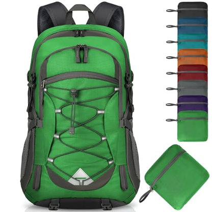 IGOLUMON Hiking Backpack 40L Packable Lightweight Camping Daypack Men Women - color: Grass Green