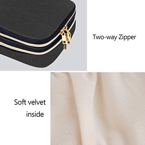 Teamoy Travel Jewelry Case Organizer Storage Box for Women, Black - color: Black