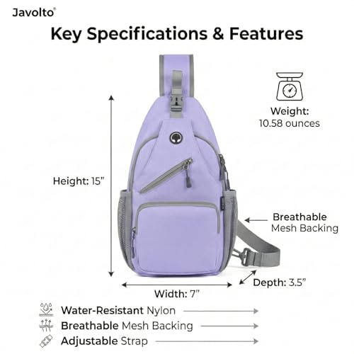 Javolto Crossbody Sling Bag,Small Backpack Men,Hands-Free Shoulder Daypack - color: Dark Purple