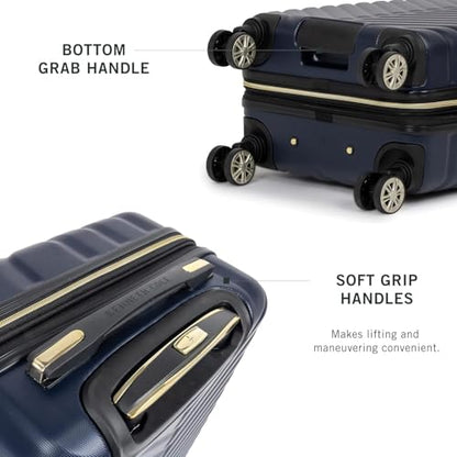 Kenneth Cole REACTION Madison Square Lightweight Hardside Chevron Expandable Spinner Luggage, Navy, 28-Inch Checked - color: Navy, size: 28-Inch Checked