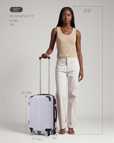 Coolife Luggage, Lightweight and Durable Hardshell, 20 in, white grid new - color: white grid new, size: S(20in)