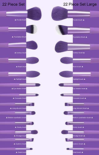 Koccido Makeup Brushes 22 Pcs Makeup Kit,Foundation Brush Eyeshadow Brush Make up Brushes Set (Purple, 22 Piece Set) - color: Purple, size: 22 Piece Set
