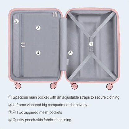 MGB 24 Inch Checked Hard Shell Suitcase, Scratch Resistant with TSA Lock - color: Pink, size: 24 Inch - Checked