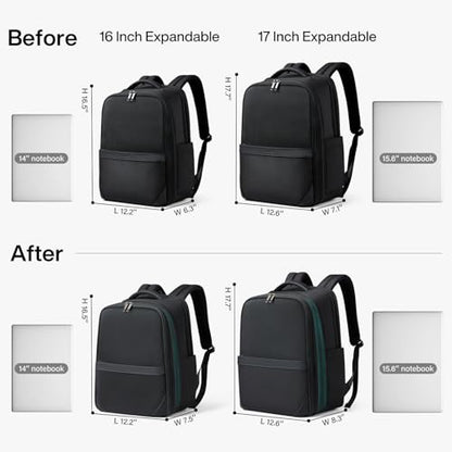 Hanke Expandable Travel Backpack 16 Inch, Full-Open Laptop Backpack, Black - color: Black, size: 16 Inch
