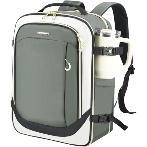 KROSER Laptop Backpack Computer Backpack 17 Inch Men-Beige/Army Green/Black - color: Beige/Army Green/Black