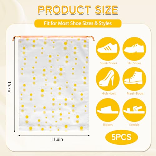 Shoe Bags for Travel, Waterproof Drawstring Shoe Bags for Packing - color: Daisy