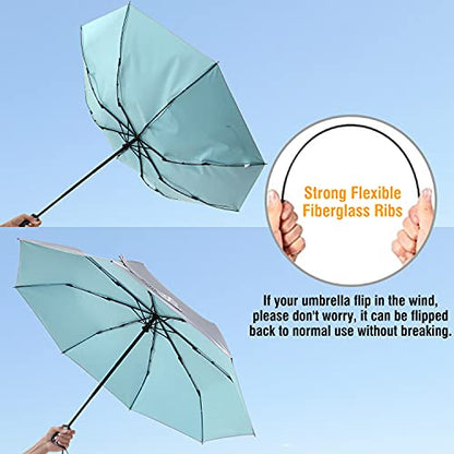 G4Free UPF 50+ UV Protection Travel Umbrella 42/46 Inch Auto Open Close - color: Lake Blue/Silver, size: 46 inch