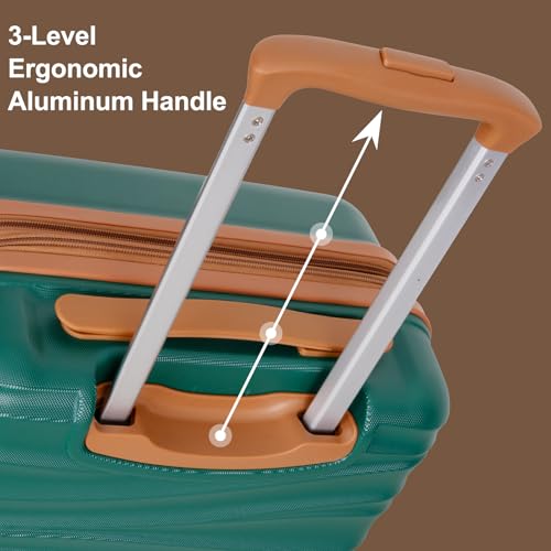 Romswi Expandable 22x14x9 Airline Approved 21" Carry On Luggage,Hardshell Suitcase with Double Spinner Wheels for 20% More Space, Lightweight Hardside Luggage, Scratch-Resistant & YKK Zipper, Green - color: Emerald Green