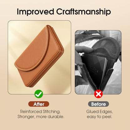 MaxGear Business Card Holder, PU Leather Business Card Case, Light Coffee - color: Light Coffee